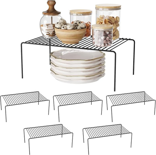 6Pack Cabinet Storage Shelf Spice Rack, 13''L x 9.4''W x 5.5''H, Black | Rustproof Metal Wire Kitchen Counter Organizers and Storage, for Cabinet, Plate, Dish, Pantry, Bathroom, Fridge by DPZM