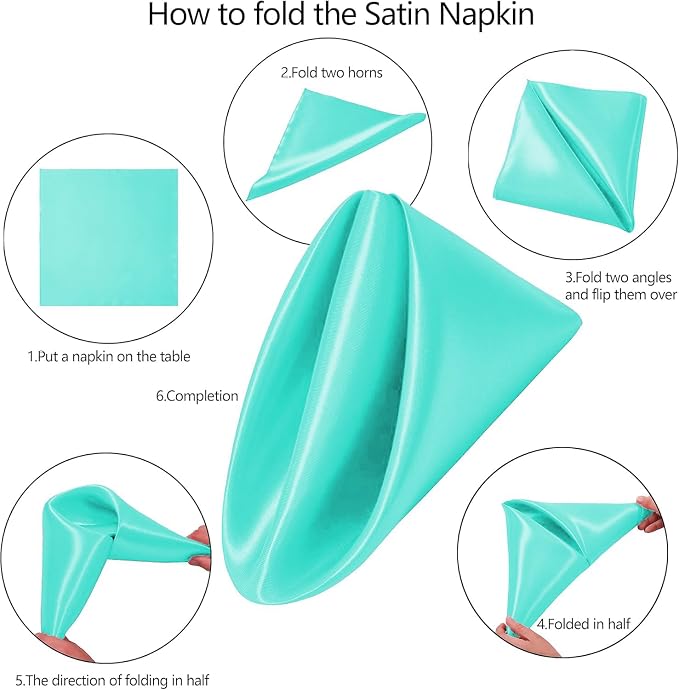 MDS® Pack of 25 Satin Napkins 12 x 12 Inch, Soft Silky Reusable Cloth Dinner Table Napkins for Wedding Décor, Reception, Birthday, Parties, Banquets, Catering, Restaurants & Hotel - Mint - Image 3