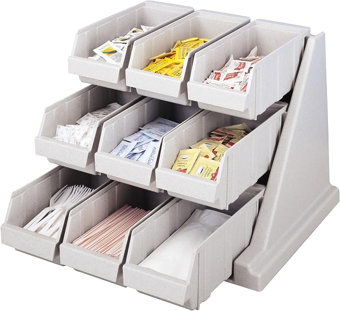 Cambro Versa - Self Serve Condiment and Utensil Bin - 9 Storage Bins - Ideal for Food and Coffee Condiments (Gray) by CambroManufacturing