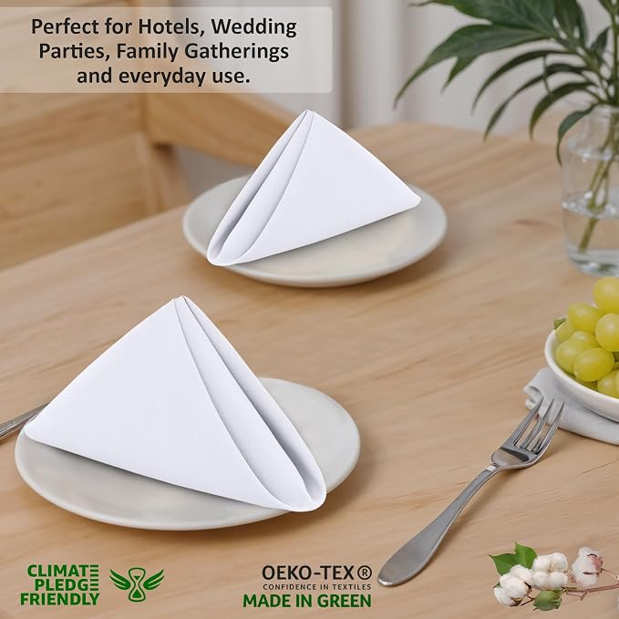 Ruvanti Cloth Napkins Set of 12, 18x18 Inches, 100% Cotton, Washable, Soft & Absorbent, Perfect for Wedding, Christmas, ‎Thanksgiving Dinners - White - Image 7