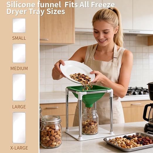 Extra Large Silicone Collapsible Funnel with Adjustable Stand, 15" Wide Mouth for Freeze Dryer, Food Transfer to Mason Jars & Mylar Bags, Dishwasher Safe Space-Saving Kitchen Accessory - Image 3