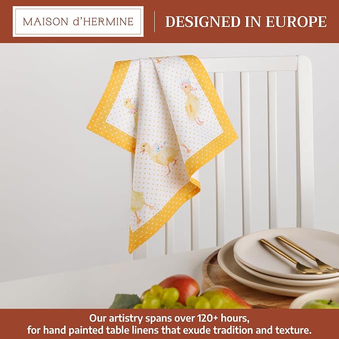 Maison d' Hermine Cloth Napkins Set of 4 Reusable 100% Cotton (18" x 18") | Everyday Square Napkins Cloth Washable Dinner Party Wedding Restaurant Hotel Kitchen Spring Summer - Ducklings In Spring - Image 2