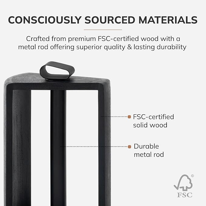 Anji Mountain Wooden Paper Towel Holder with Metal Holder, Holder Stand for Kitchen Roll Organizer & Kitchen Dining Table Home Décor, Countertop Fits Jumbo & Mega Rolls - Black/Black, Top Load - Image 3