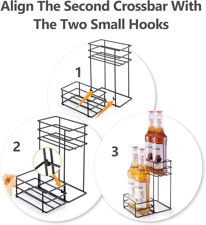 4 Bottle Coffee Syrup Organizer Coffee Syrup Rack for Coffee Bar Kitchen Small Wine Rack for Bar Family Storage for Syrup Wine Dressing - Image 3