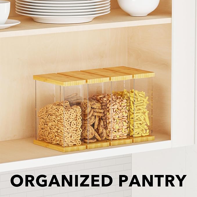 SpaceAid Bamboo Food Storage Container - Airtight Cereal Containers with Lids, Kitchen Cereal Canisters Pantry Organizers and Storage for Rice, Flour, Coffee, Snack, Small 1 Pack - Image 4