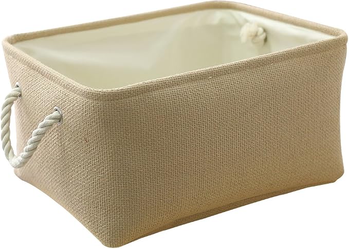 Large Storage Basket - Fabric Storage Baskets for Organizing Shelves, Collapsible Storage Bin Organizer for Closet Bookself Laundry Dog Toy Home Organization, Decorative Beige Basket Gift by TheWarmHome