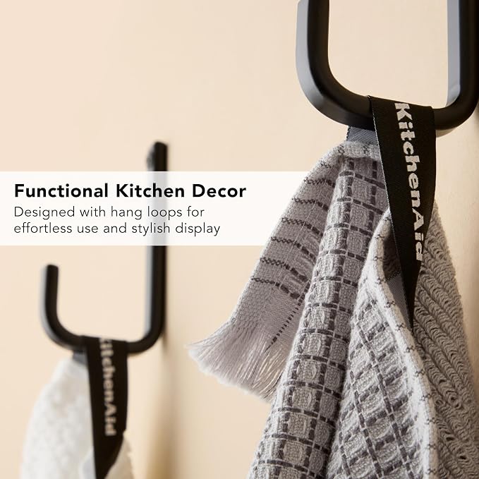 KitchenAid Gourmet Series Gridlines Kitchen Towels 3-Pack Set, 100% Cotton Absorbent, Matte Grey, 18"x28" - Image 6