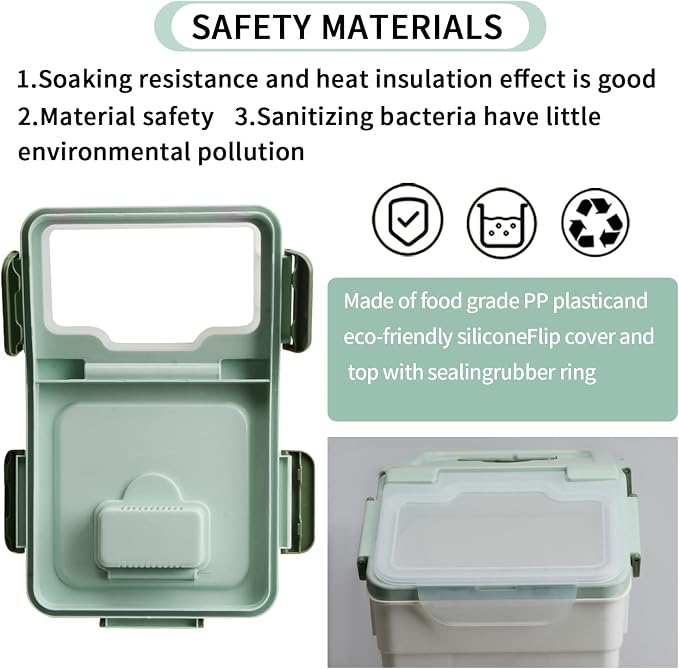 Large Flour Storage Container Bin 25lb, 4Pack Airtight Rice Storage Containers with Wheels Seal Locking Lid, BPA Free with Measuring Cup&Scoop for Flour, Rice, Grain(Green) - Image 3