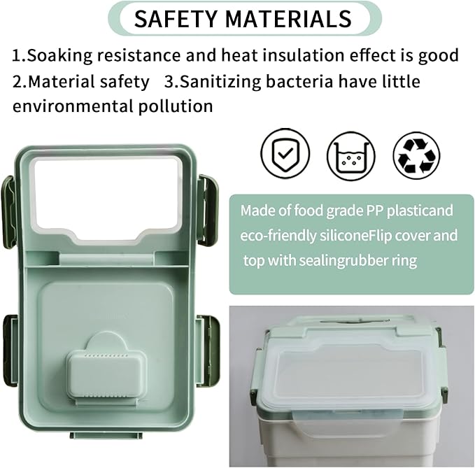 Large Flour Storage Container Bin 25lb, 2Pack Airtight Rice Storage Containers with Wheels Seal Locking Lid, BPA Free with Measuring Cup&Scoop for Flour, Rice, Grain(Green) - Image 3