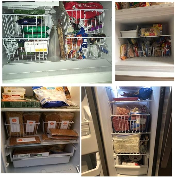 16inch Upright Freezer Organizer Baskets for 13-14,16-21 cu.ft Standup Freezer, Settle freezer chaos and reduce food waste effectively, Durable, Fully Use Space, Improve Air Circulate, White, 2pcs - Image 5