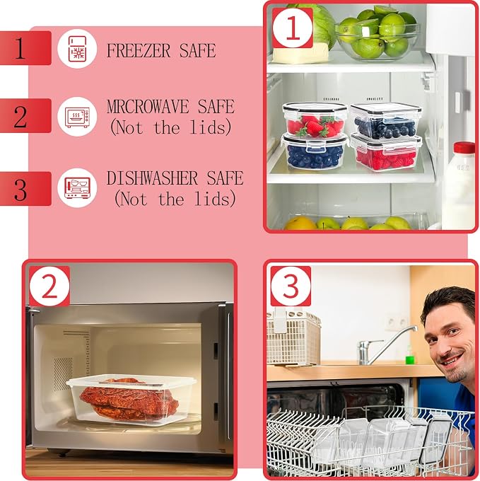 Skroam 36 Pack Food Storage Containers (18 Airtight Kitchen Storage & 18 Lids), Plastic BPA-Free Meal Prep Container for Pantry Organizers and Storage with Free Labels & Marker - Image 5