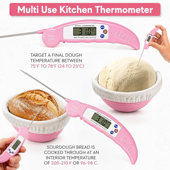 Sourdough Starter Kit for Beginners – 46-Pc Pink Sourdough Bread Making Kit with Silicone Banneton Proofing Basket, Sourdough Starter Jar, Digital Scale, Bread Lame & Sourdough Tools – Gift - Image 7