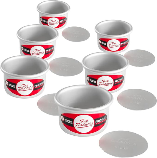 Fat Daddio's PCC-32CASE Anodized Aluminum Round Cheesecake Pans, 6 Piece Set, 3 x 2 Inch by FatDaddios