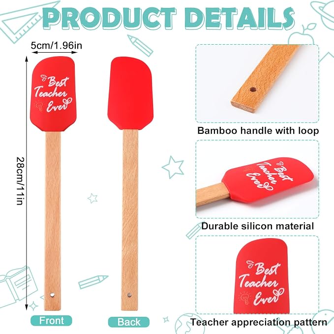 Yaomiao 24 Pcs Teacher Appreciation Pot Holders with Silicone Spatula Set Silicone Spatula Set with Wooden Handles Pot Holders Thank You Teacher Kitchen Utensils Baking Gifts for Teacher's Day - Image 5