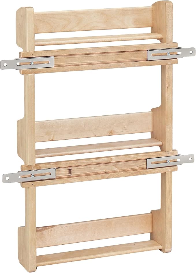 Rev-A-Shelf 15" 3 Tiered Pull Out Shelf Organizer for Kitchen Cabinets, Pantry Storage Spice Seasoning Rack, Door/Wall Mounted, Maple Wood, 4SR-15 - Image 5