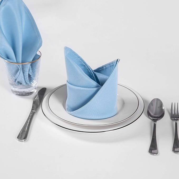 Cloth Napkins 20x20 inch Washable Polyester Dinner Napkins Soft Table Napkins for Wedding Party Dining Banquet(Blue Mist,50PCS) - Image 5