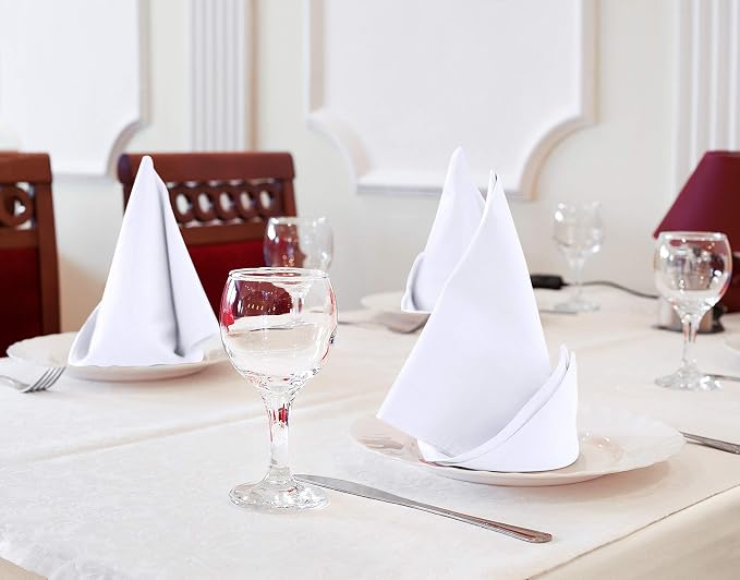 Utopia Kitchen Cotton Blend White Cloth Napkins [12 Pack, 18x18 Inch] | Absorbent Washable and Reusable for Dinner, Restaurant, Lunch, Wedding and Hotel - Image 2