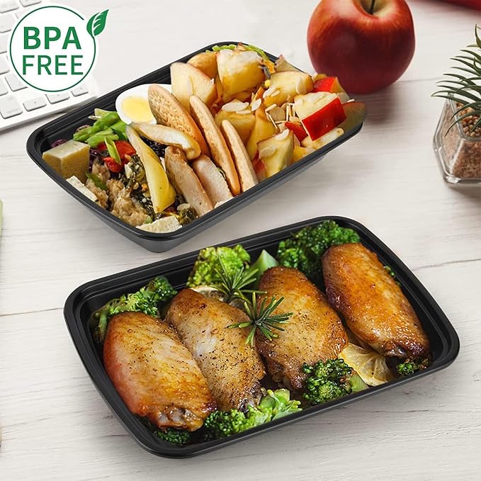 50-Pack Meal Prep Containers, Single Compartment with lids, 26 OZ. | Reusable Microwave Disposable Plastic Bento Boxes BPA Free Lunch Storage Boxes for Meal Prepping-Stackable, Dishwasher Safe. - Image 7