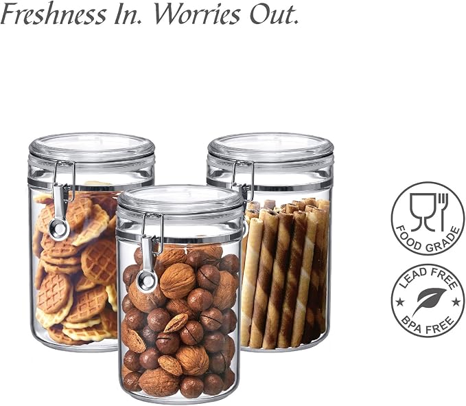 Cathy - 56-Ounce Plastic Canister (Set of 3), Plastic Airtight Food Container, Stackable for Pantry Storage, BPA-Free and Shatter-Proof, Perfect for Home and Commercial Use - Image 6