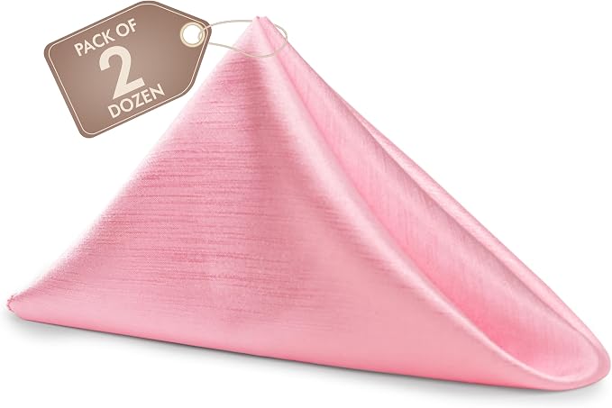 17x17-Inch Shantung Cloth Napkins, Light Pink, Set of 24 by UltimateTextile