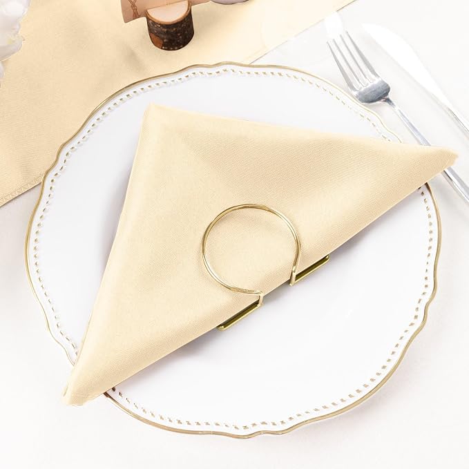 Efavormart Premium Cloth Napkins Set of 5, 20x20 Inch Beige Seamless Dinner Napkins, Washable Linen Table Napkin Cloth with Hemmed Edges for Weddings, Party and Banquet - Image 9