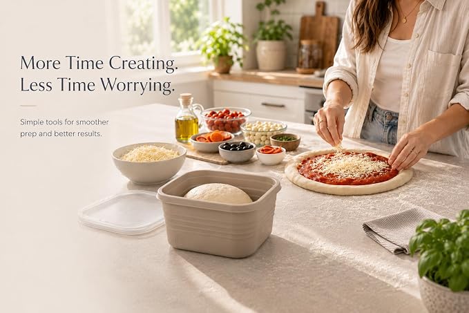 Pizza Dough Proofing Box Set of 3, Collapsible Dough Bowl Containers with Airtight Lids, Bread Proofing Box for Sourdough and Artisan Loaves, Stackable Bread Proofer for Home Bakers - Image 6