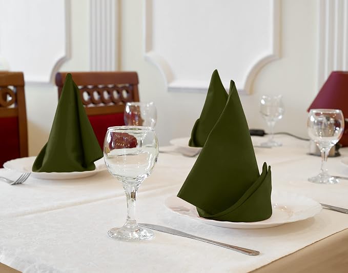 Utopia Kitchen Olive Cloth Napkins [12 Pack, 18x18 Inch] Absorbent Cotton Blend Washable and Reusable for Dinner, Restaurant, Lunch, Wedding and Hotel - Image 4