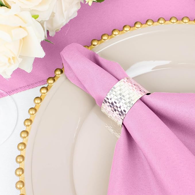Efavormart Premium Cloth Napkins Set of 25, 20x20 Inch Pink Seamless Dinner Napkins, Washable Linen Table Napkin Cloth with Hemmed Edges for Weddings, Party and Banquet - Image 7