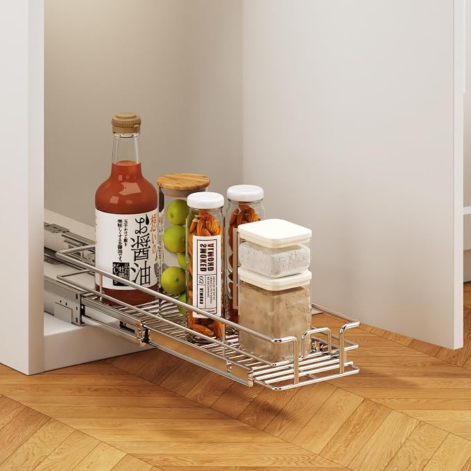 Pull Out Cabinet Organizer 7½" W x 21½" D, Heavy Duty Cabinet Pull Out Shelves, Slide Out Drawers Organization for Kitchen Cabinets Bathroom - Image 3