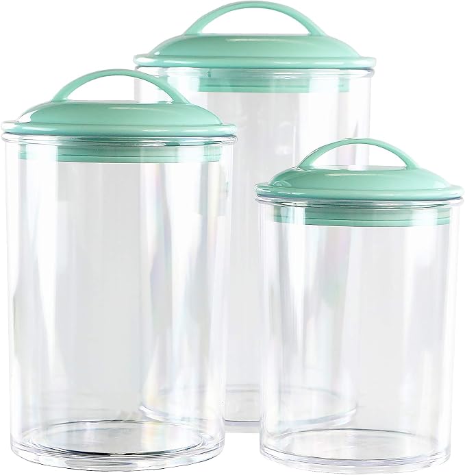 Food Storage Containers, BPA Free Airtight Canisters for Cereal, Pasta, Sugar, Coffee, Flour, Cookies, Loose Tea, for Kitchen Organization, Set of 3 by Reston Lloyd, Seafoam - Image 3