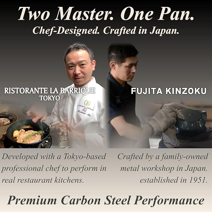 Crafted in Japan. Trusted by Chefs. Japanese Carbon Steel Frying Pan – Precision-Formed, Pre-Seasoned & Lightweight, Chef-Designed for High-Heat Control (11.0 inches) - Image 2