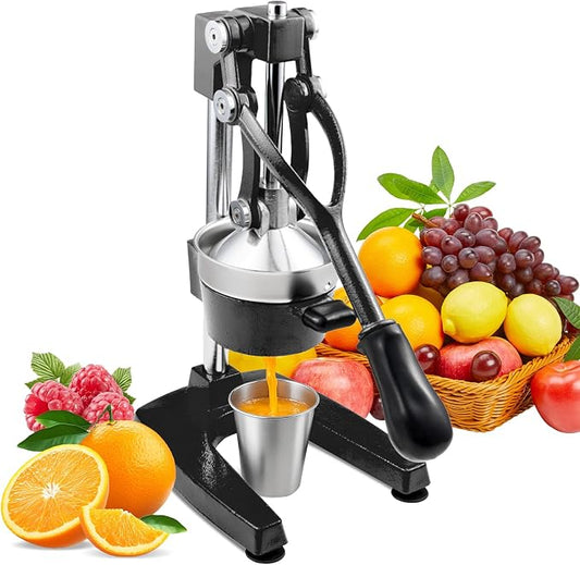 ROVSUN Professional Citrus Juicer Lemon Squeezer, Cast Iron Juicer, Commercial Manual Fruit Press Juicer for Lemon Pomegranate Orange Juice, Heavy Duty Hand Press and Lime Squeezer Stand (Black) by ROVSUN