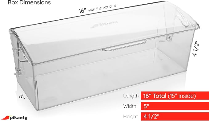 Pikanty Bread Box for Kitchen Countertop - 16 Inch Clear Plastic Storage Container with Hinged Lid, Keeps Loaves, Bagels, Buns, Rolls, Cookies and Crackers Fresh, Dishwasher Safe, Made in USA - Image 2