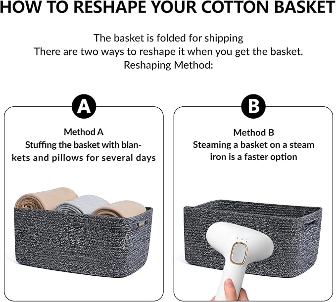 MiniArk Large Storage Baskets for Shelves, 17 x 13 x 7.5” Closet Organizers Bins for Clothes Blanket Towels, Baby Nursery, Toy Baskets Box, Woven Rope Baskets, 3 Packs Dark Gray - Image 7