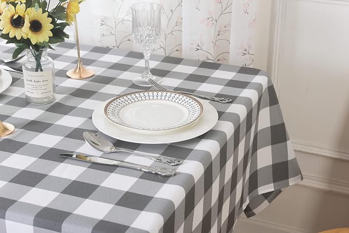 Cupuamon 2 Pack Waterproof Polyester Fabic Rectangle Checkered Tablecloth，60x120 Outdoor Table Cloth，Oil Stain Prevention Table Cloth for Pinics and Parties（Gary and White） - Image 8