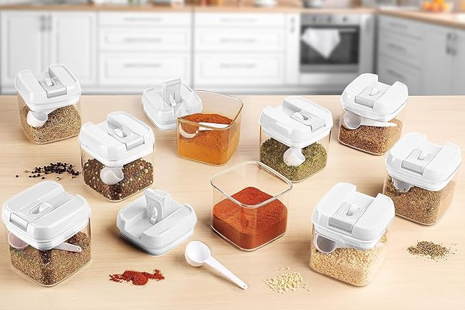 Shazo 9 PC Airtight Food Storage Containers - BPA Free Clear Plastic Snack & Spice Containers with Easy Lock Lids - Kitchen and Pantry Organization for Herbs, Coffee, Tea - 0.5L / 2.1 Cups - Image 9