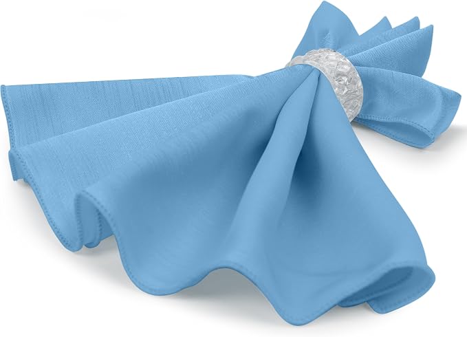 17x17-Inch Shantung Cloth Napkins, Light Blue, Set of 60 | Bulk Case of 5 Dozen, Satin, Square, 100% Polyester Fabric, Reversible, Faux Dupioni Silk Reverse Side, Machine Washable - Image 7