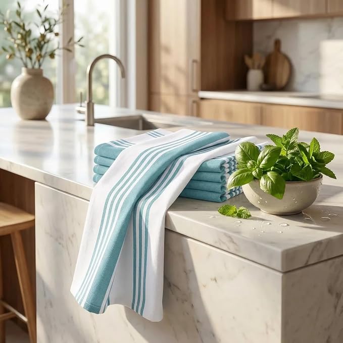 Urban Villa Kitchen Towels Cotton Dish Towels 20”x30” (Set of 6) Aqua - Image 6