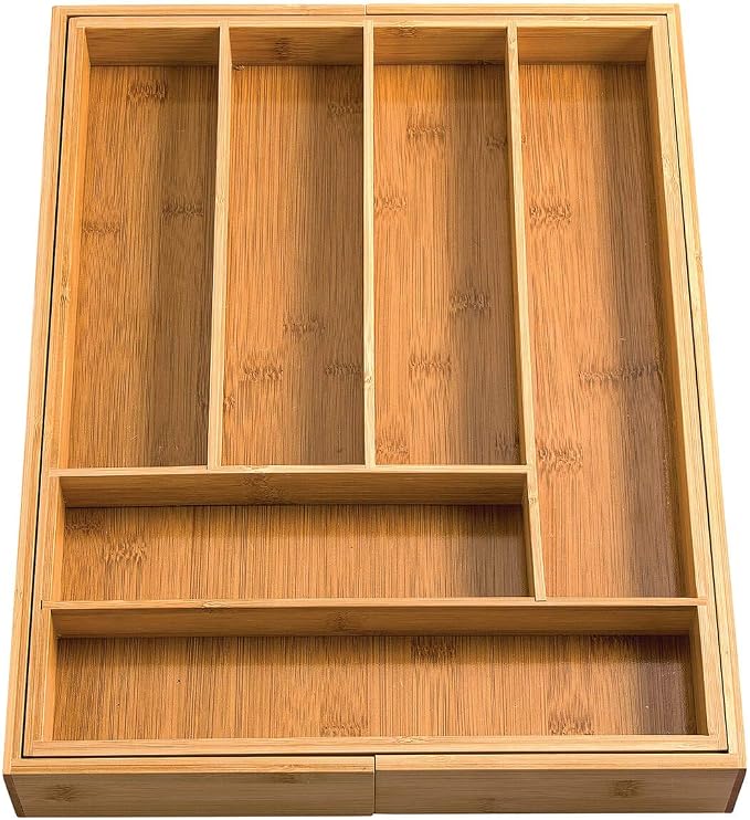 Fox Valley Traders Bamboo Expandable Cutlery and Utensil Drawer Organizer | by HMP, Adjustable Drawer Organizer - Image 4