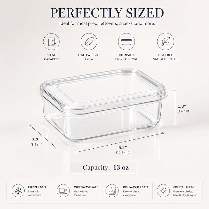 Lustroware Micro Clear Transparent Food Storage Containers with Lids – BPA-Free, Shatterproof, Dishwasher & Microwave Safe, 13oz Stackable Refrigerator Organizer Bins, Made in Japan, Set of 12 - Image 5