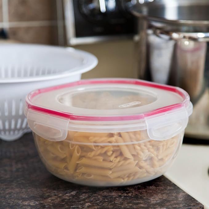 Sterilite Ultra-Seal 4.7 Qt Bowl, Large Airtight Food Storage Container, Latching Lid, Microwave and Dishwasher Safe, Clear With Red Gasket, 16-Pack - Image 5