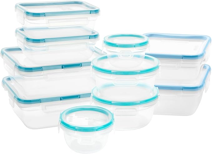 Snapware Plastic Total Solutions (10-Pack, Mixed Sizes) Food Storage Containers Set, Airtight & Leakproof Plastic Locking BPA-Free Lids Tupperware, Freezer Dishwasher Microwave Safe by Snapware