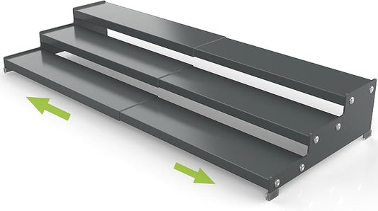 Jojocross Spice Rack Organizer for Cabinet, 3 Tier Expandable Spices Storage, Great for Kitchen Cabinets, Cupboard,Pantry and Countertop More(Gun-Gray, 1 PACK/GUN-GRAY) by JOJOCROSSHIGHQUALITYLIFE