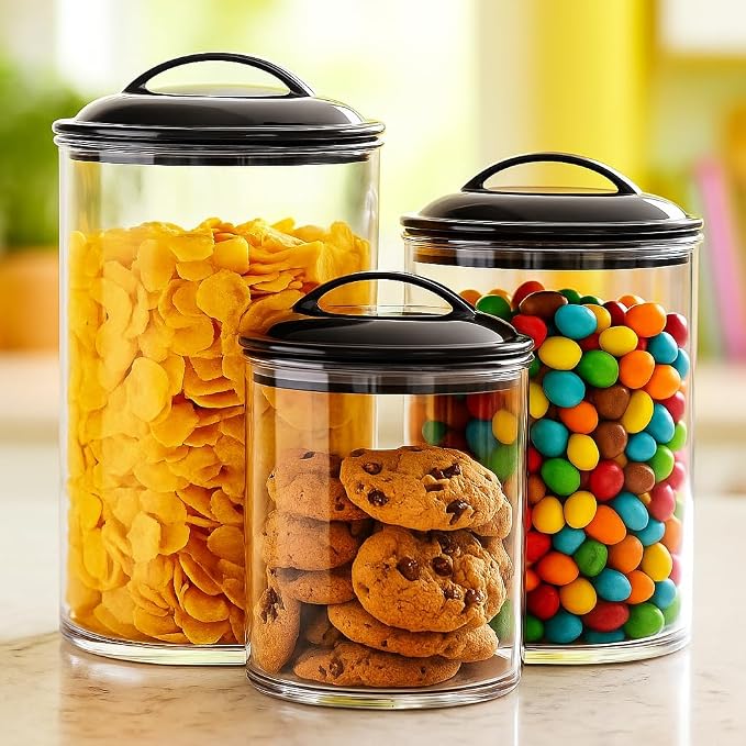 Food Storage Containers, BPA Free Airtight Canisters for Cereal, Pasta, Sugar, Coffee, Flour, Cookies, Loose Tea, for Kitchen Organization by Reston Lloyd, Set of 3, Charcoal Gray - Image 10