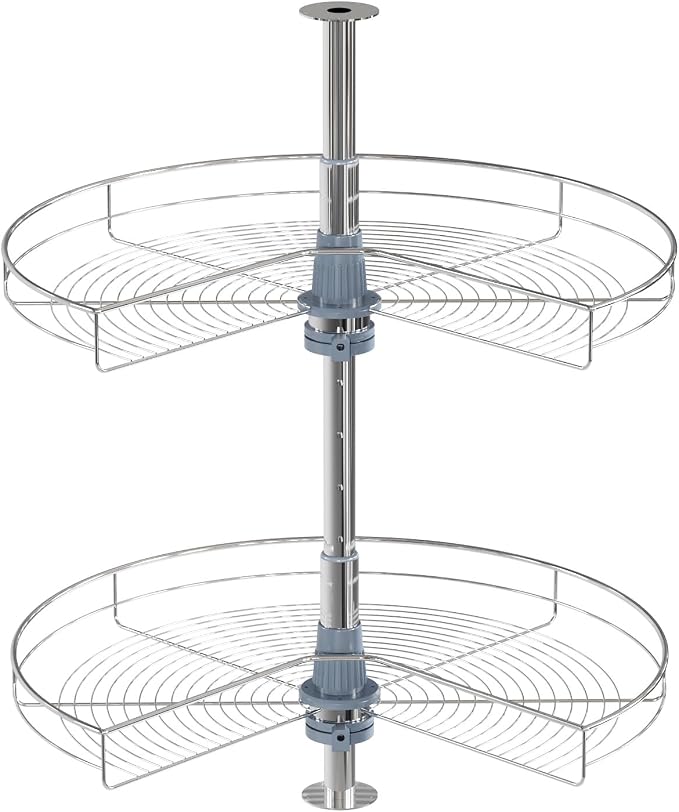 Dowell Base Cabinet Kidney Shape Dia.24 270° Lazy Susan, 2 Shelves, Kitchen Base Corner Cabinet Organizer (Chrome 4001 270 24) by DowellKitchenBath