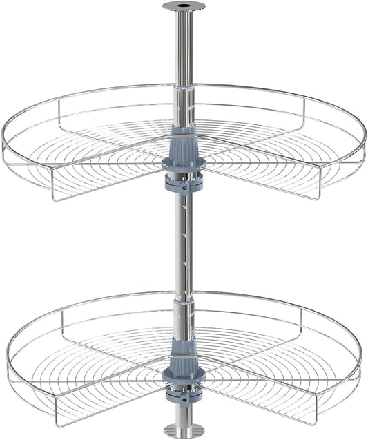 Dowell Base Cabinet Kidney Shape Dia.24 270° Lazy Susan, 2 Shelves, Kitchen Base Corner Cabinet Organizer (Chrome 4001 270 24) by DowellKitchenBath