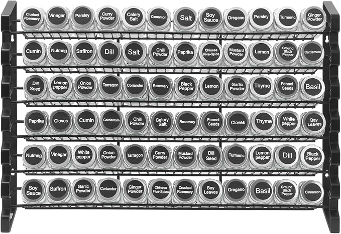 VEVOR Spice Rack Organizer for Cabinet, Spice Organizer with 72 Empty Spice Jars, Lids, Spice Labels, and Funnel Complete Set, Seasoning Organizer for Countertop, Kitchen, Pantry, Cupboard, 23x16 in - Image 11