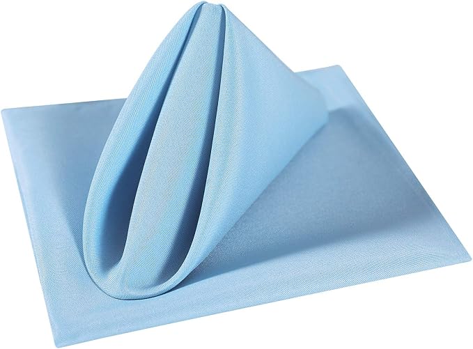 Cloth Napkins 17x17 inch Washable Polyester Dinner Napkins Soft Table Napkins for Wedding Party Dining Banquet(Blue Mist,25PCS) - Image 3