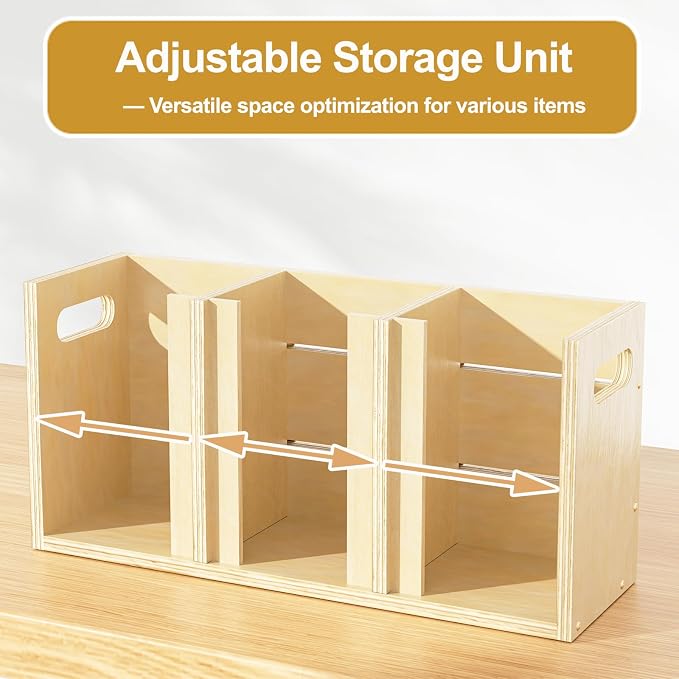 Wood Cup Lid Organizer 3 Compartments with Adjustable Dividers for Counter Wall Mount Disposable Cup and Lid Storage Kitchen Restaurants Fast Food Coffee Shop Supplies (15”W x 7”H x 4.7”D) - Image 5