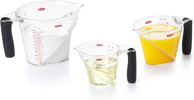 OXO Good Grips 3-Piece Angled Measuring Cup Set, Black & Good Grips 4 Piece Stainless Steel Measuring Spoons with Magnetic Snaps - Image 2